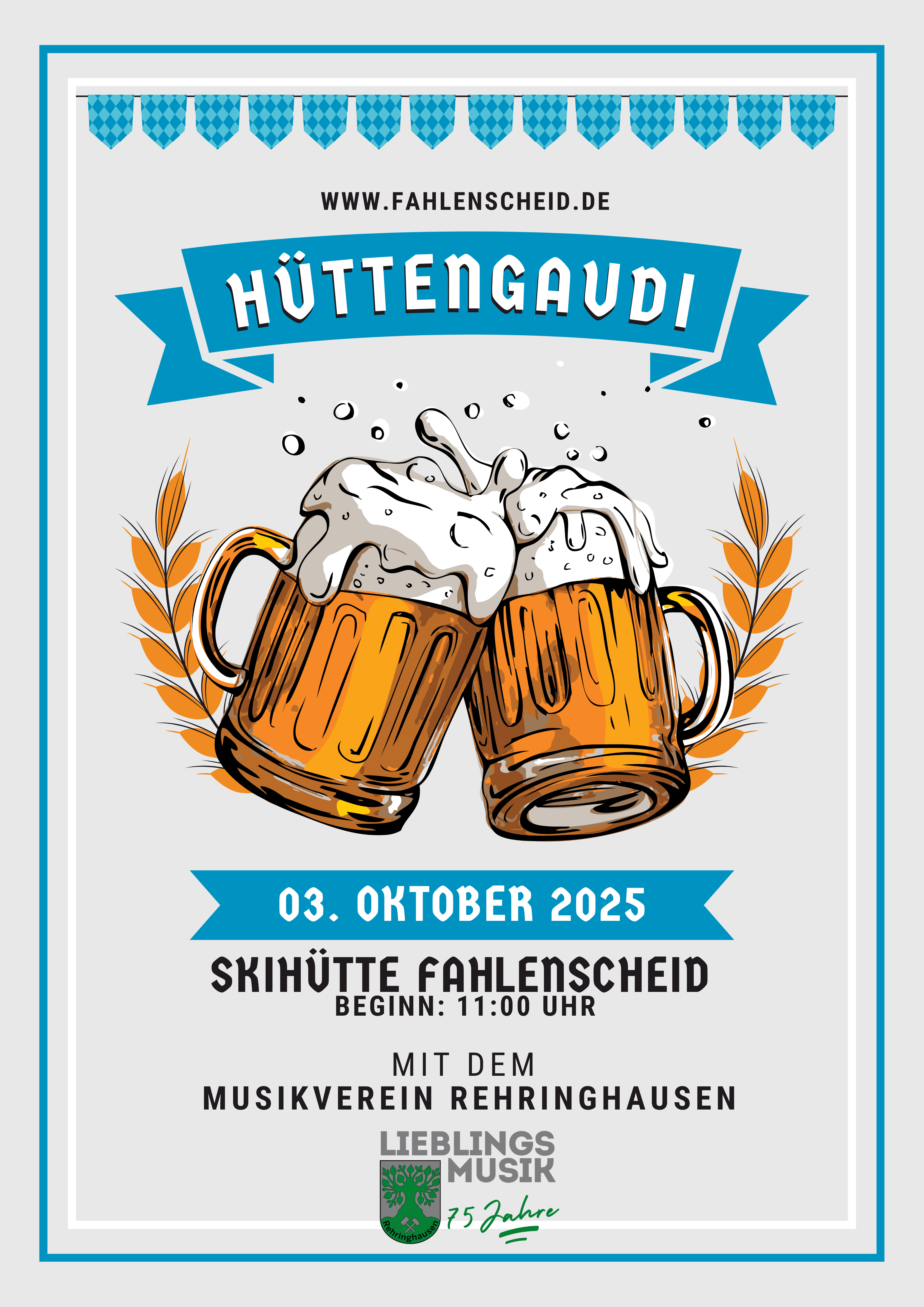 Plakat zur Hüttengaudi mit unserem Musikverein